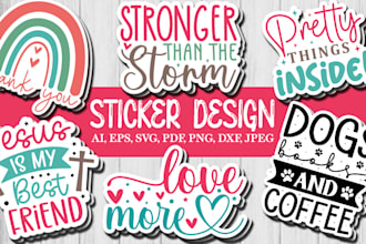 create custom typography sticker svg design, decal and logo
