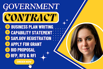 prepare bid proposal, research, and response to rfp rfi rfq, government contract