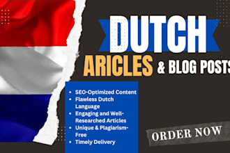 craft unique 2k words SEO articles or blog posts in dutch for your website