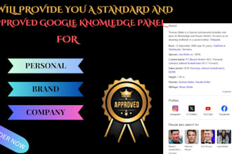 make standard and approved google knowledge panel for you