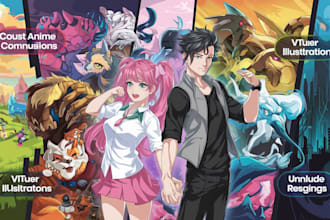 create 2d original vtuber art anime character reference and model