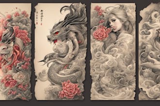 do awesome original japanese tattoo, irezumi tattoo design