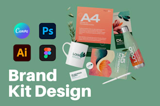 design brand kit, full branding kit, brand identity, brand logo, brand visual