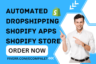 setup automated shopify dropshipping store customization theme shopify app