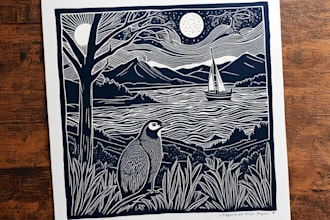 create an artistic linocut illustration in my own style