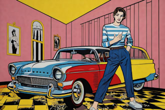 draw a retro pop art portrait in roy lichtenstein style