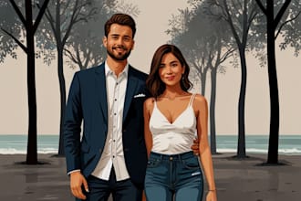 create couples art vector portrait