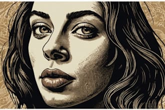 draw a custom portrait in linocut style