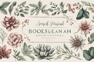 design a drawn botanical boho logo