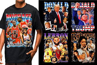 create vintage 90s bootleg hip hop rap t shirt design