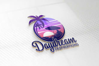 do a beach explore travel tour logo design vibrant unique