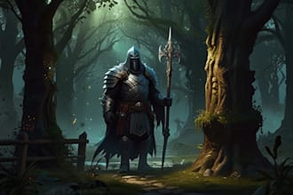 paint a character illustration in a fantasy world