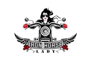 design unique lady biker company logo