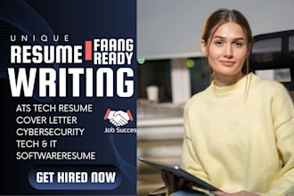 expertly write software engineer or IT, tech resume and cover letter for faang
