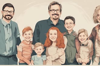 draw a vector art family portrait