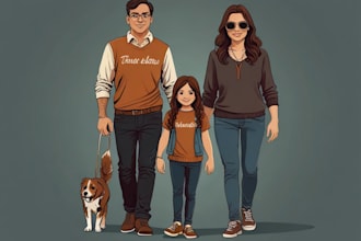 draw a vector art family portrait