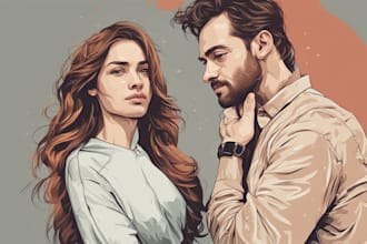 do a detailed vector couple portrait