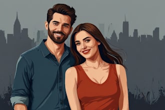 create couples art vector portrait