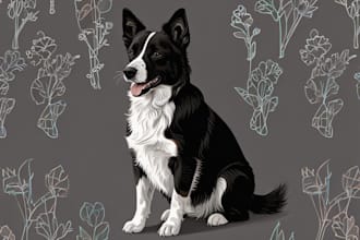 draw pet portrait vector line art