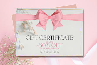 design unique gift certificate, vouchers, gift cards and coupons