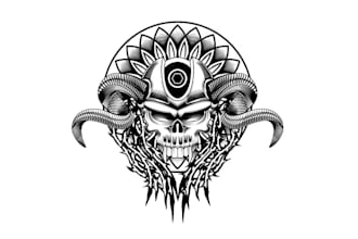 design skull tattoo logo with rock metal stickers