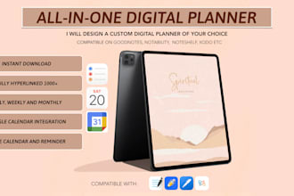 do custom digital planner template calendar, journal for etsy and goodnotes