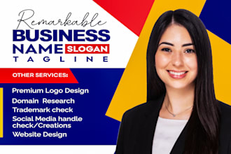 create catchy business name, logo design, slogan and web design for your brand
