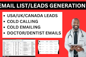 do USA,UK,canada doctor,dental,pharmacy email list leads for cold email calling