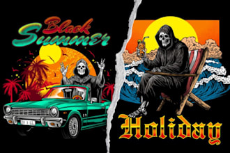 draw detail retro, vintage dark art, skull illustrations