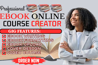 create ebook online course content, digital product course creation and upload