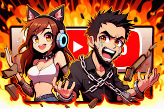 draw cartoon youtube thumbnail any art style