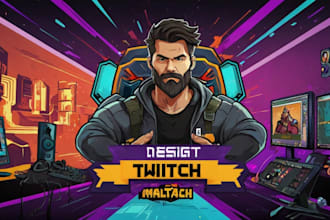 design a twitch logo, cartoon, gaming, or esports design
