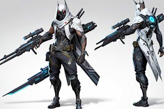 draw mecha, robot, cyborg, cyberpunk , sci fi character