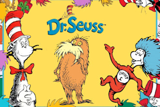 design dr seuss book illustration and colouful children storybook