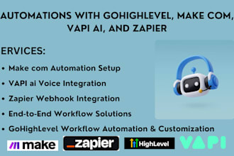 ghl, gohighlevel, make com automation, zapier integration, vapi ai workflow
