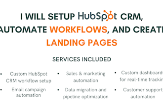 setup hubspot CRM, automate workflows, and create landing pages