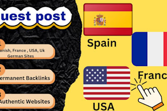 guest post on spanish, france, USA sites, high da