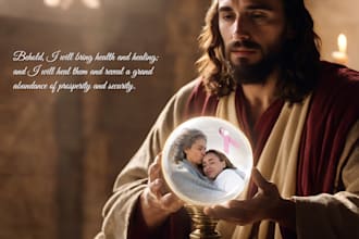 create an image of jesus watching over or praying for someone or a special cause