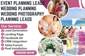 generate event planning leads wedding planning wedding photography landing page