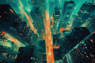 draw illustration of futuristic cyberpunk city
