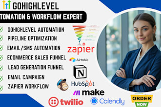build gohighlevel automation, crm integration, landing pages,and zapier workflow