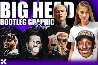 design 90s vintage big head bootleg rap tee