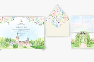 design a custom watercolor wedding suite for your best day
