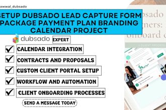 setup dubsado lead capture form package payment plan branding calendar project