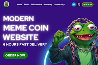 design meme coin website, nft website, crypto website, tokenomics, roadmap