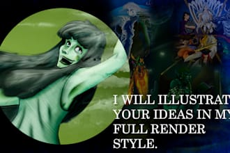 illustrate your oc in my full rendered style