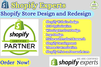 build ecommerce shopify website,dropshipping store,,redesign,product pages,seo