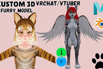 convert 2d model to 3d vrchat avatar furry model vtuber model in unity