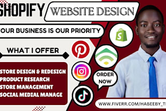 shopify website design and redesign product description drop, shipping expert
