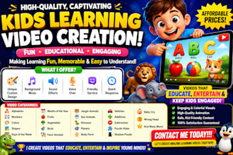 create educational, alphabetical learning ai videos for kids and children on yt